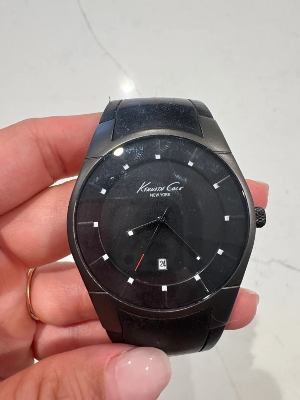 Kenneth Cole Black Minimalist Silicone Strap Watch